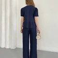 Modal Kumaş Bel Büzgü Detaylı Rahat Takım Lacivert