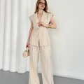Tasarım Yelek Pantolon Takım Bej