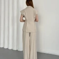 Tasarım Yelek Pantolon Takım Bej