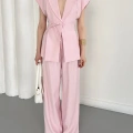 Tasarım Yelek Pantolon Takım Pembe
