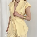 Tasarım Yelek Pantolon Takım Sarı