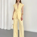 Tasarım Yelek Pantolon Takım Sarı