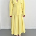 Kruvaze Yaka Ceket-Etek Takım Sarı