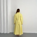 Kruvaze Yaka Ceket-Etek Takım Sarı
