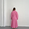 Kruvaze Yaka Ceket-Etek Takım Pembe