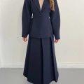 Kruvaze Yaka Ceket-Etek Takım Lacivert