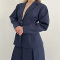 Kruvaze Yaka Ceket-Etek Takım Lacivert