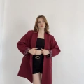 Astarı Desenli Blazer Ceket Bordo