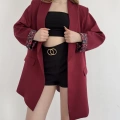 Astarı Desenli Blazer Ceket Bordo