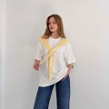 Omuzdan Bağlama Detaylı Oversize Tişört Sarı