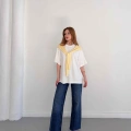 Omuzdan Bağlama Detaylı Oversize Tişört Sarı