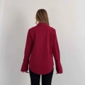 Poplin Kol Detaylı Gömlek Bordo