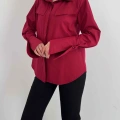 Poplin Kol Detaylı Gömlek Bordo