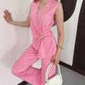 Aksesuar Detaylı Yelekli Modal Takım Pembe