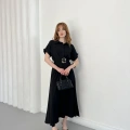 Gömlek Yaka Kemerli Düğmeli Elibse Siyah