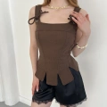 Askı Detaylı Korse Bluz Kahve
