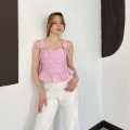 Pötikareli Askılı Bluz Pembe