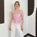 Pötikareli Askılı Bluz Pembe