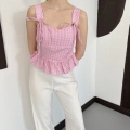 Pötikareli Askılı Bluz Pembe