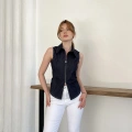 Fermuar Detaylı Denim Bluz Lacivert