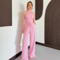 Boyundan Bağlamalı Keten Viral Takım Pembe