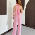 Boyundan Bağlamalı Keten Viral Takım Pembe