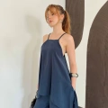 Siyah Örgü Askılı Modal Tulum İndigo Mavisi