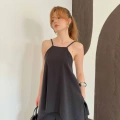 Siyah Örgü Askılı Modal Tulum Siyah