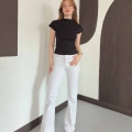 Slim Fıt Yarım Balıkçı Yaka Dar Kesim Bluz Siyah