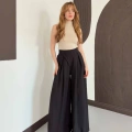 Modal Kumaş Bol Paça Pantolon Siyah