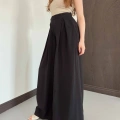 Modal Kumaş Bol Paça Pantolon Siyah