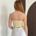 Önü Bağlama Detay Straplez Crop Sarı