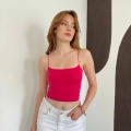 İp Askılı Sandy Crop Fuşya