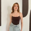 İp Askılı Sandy Crop Kahve
