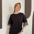 Sırt Dantel Detay Modal Bluz Siyah