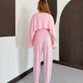 Pelerin Detaylı Bluz Bel Lastikli Pantolon Takım Pembe