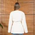 Aksesuar Detaylı Kuşaklı Fox Ceket Ekru
