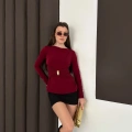Aksesuar Detaylı Tasarım Bluz Bordo