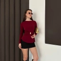 Aksesuar Detaylı Tasarım Bluz Bordo
