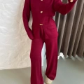 Aksesuar Detaylı Triko Takım Bordo