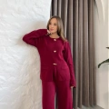 Aksesuar Detaylı Triko Takım Bordo