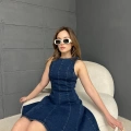 Arka Fermuar Detaylı Denim Elbise