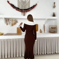 Asil Yaka Triko Elbise Kahverengi