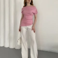 Asimetrik Kesim Tek Omuz Bluz Pembe