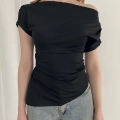 Asimetrik Kesim Tek Omuz Bluz Siyah