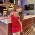 Askılı Büzgü Detaylı Saten Elbise Kırmızı