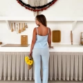 Askılı Düğme Detaylı Pantolonlu Takım Bebe Mavisi
