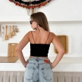 Askılı Sandy Crop Siyah