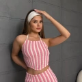 Askılı Triko Kumaş İçi Astarlı Takım Pembe