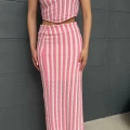 Askılı Triko Kumaş İçi Astarlı Takım Pembe